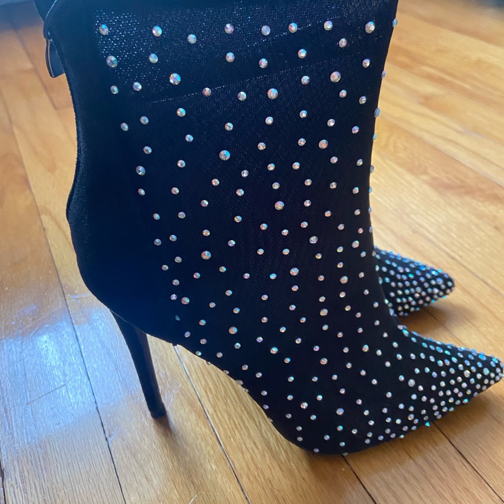 Sheer Rhinestone studded ankle boots - Picture 4 of 9
